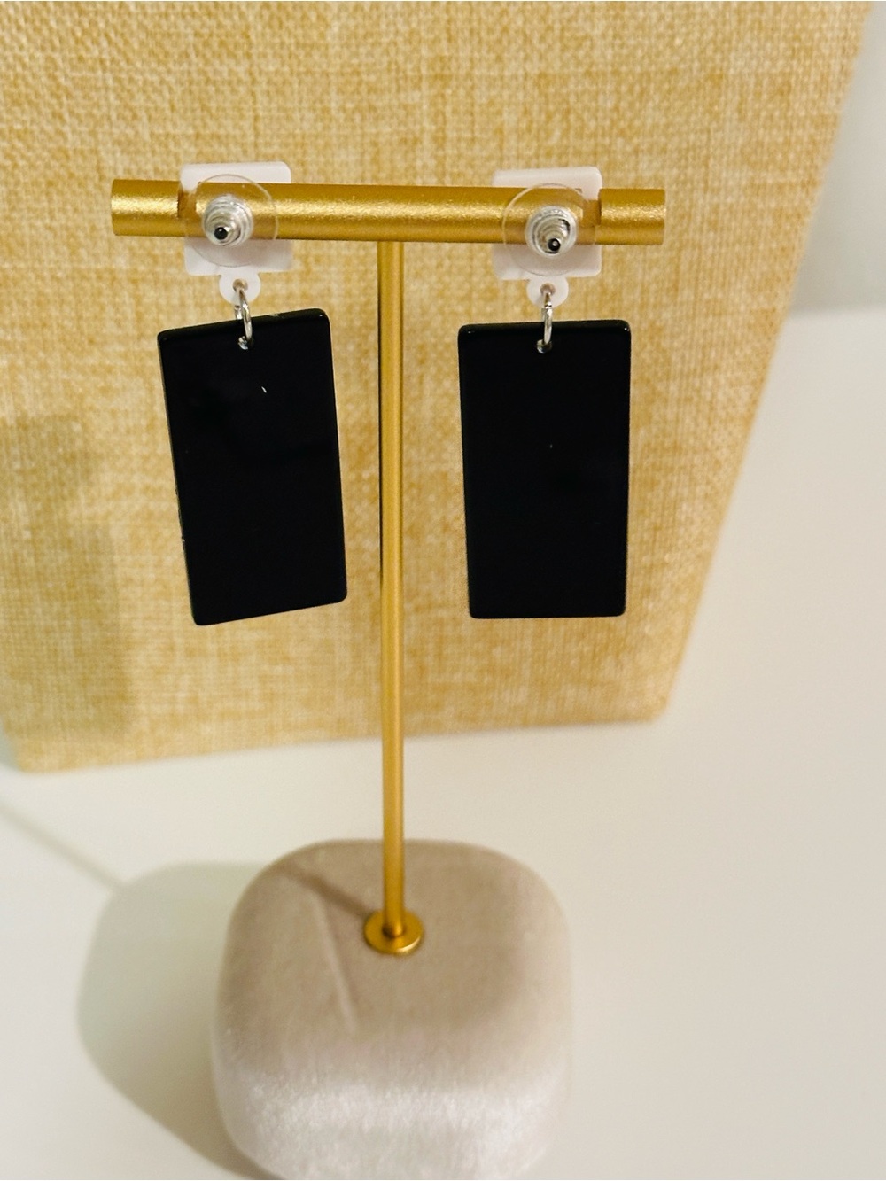 Fashion Jewelry Black & White Checkered Drop Earrings - Picture 4 of 6